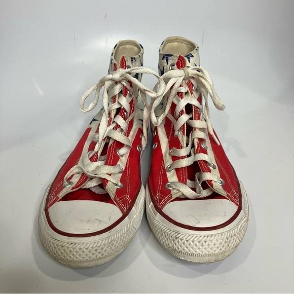 Converse American flag hightop sneakers red white & blue size 5 youth - Picture 3 of 8
